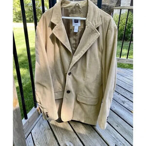 Vintage Gap Mens Large Lined Corduroy Jacket Tan Taupe EUC Button Pockets